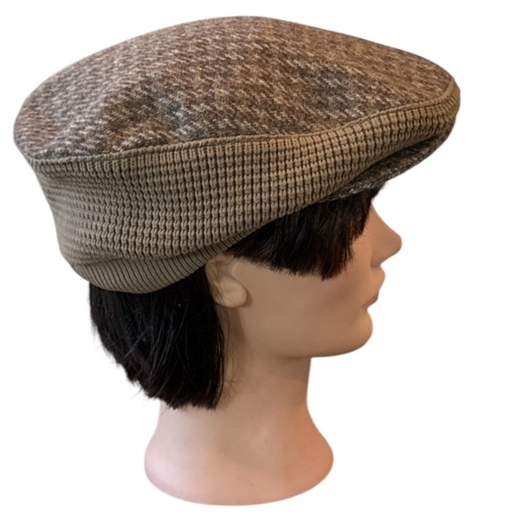 Vintage The Edinburgh Woolen Mill Pure Wool Brown Houdstooth Newsboy Cap Size OS - Picture 4 of 12